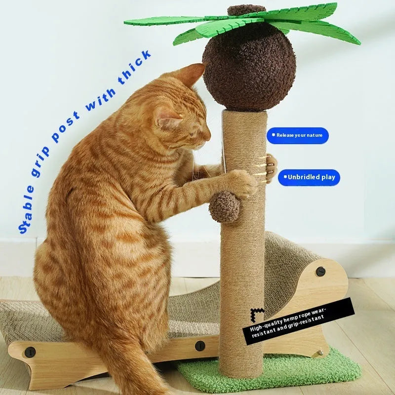 Wooden beach chair style cat climbing frame with scratch board and pet nest