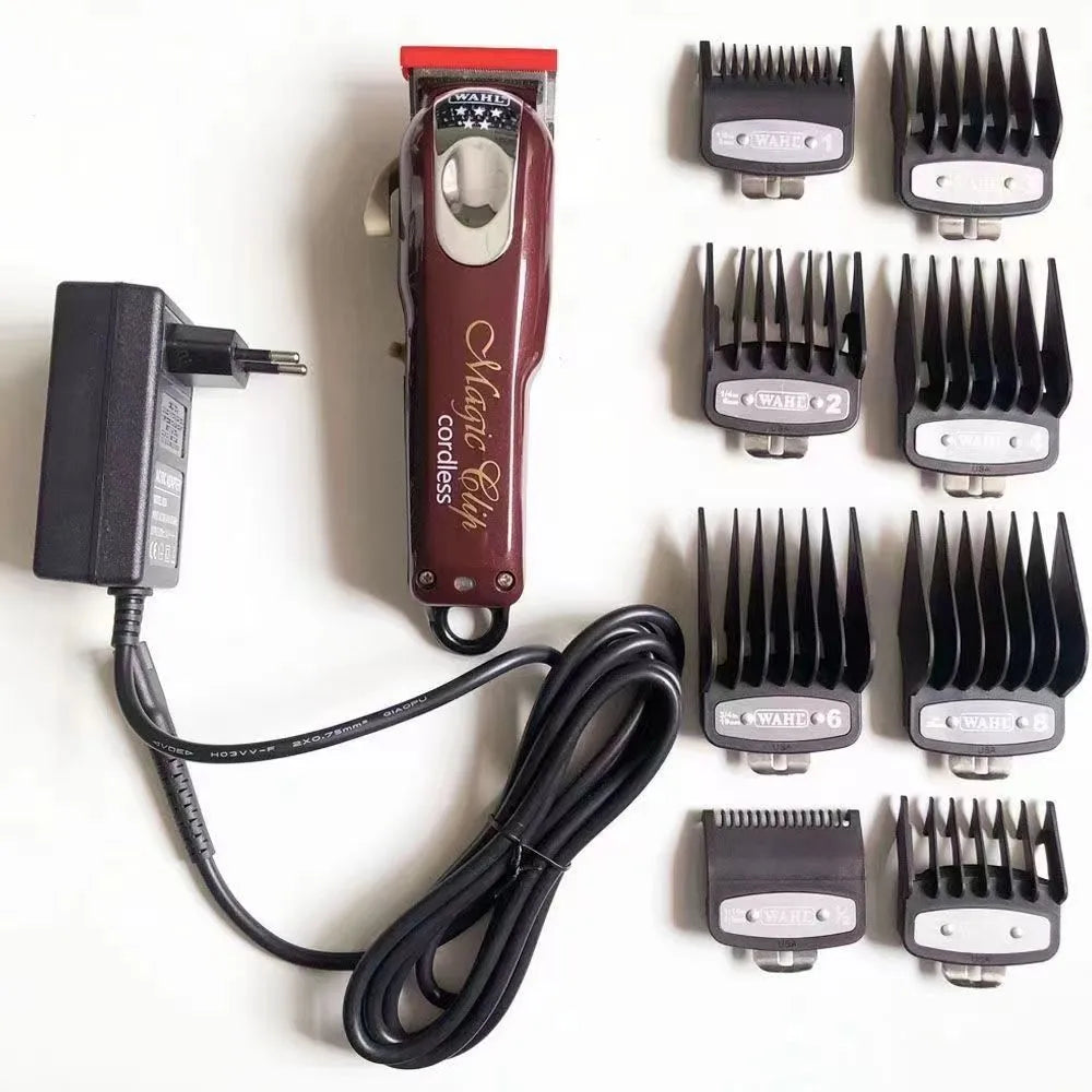 Professional hair clippers set with stainless steel cutter head and choice of EU, UK or US plugs