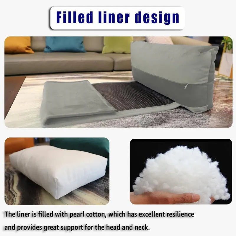Adjustable fixed neck support car neck pillow in gray, with PP cotton filler, size 60x40x11cm