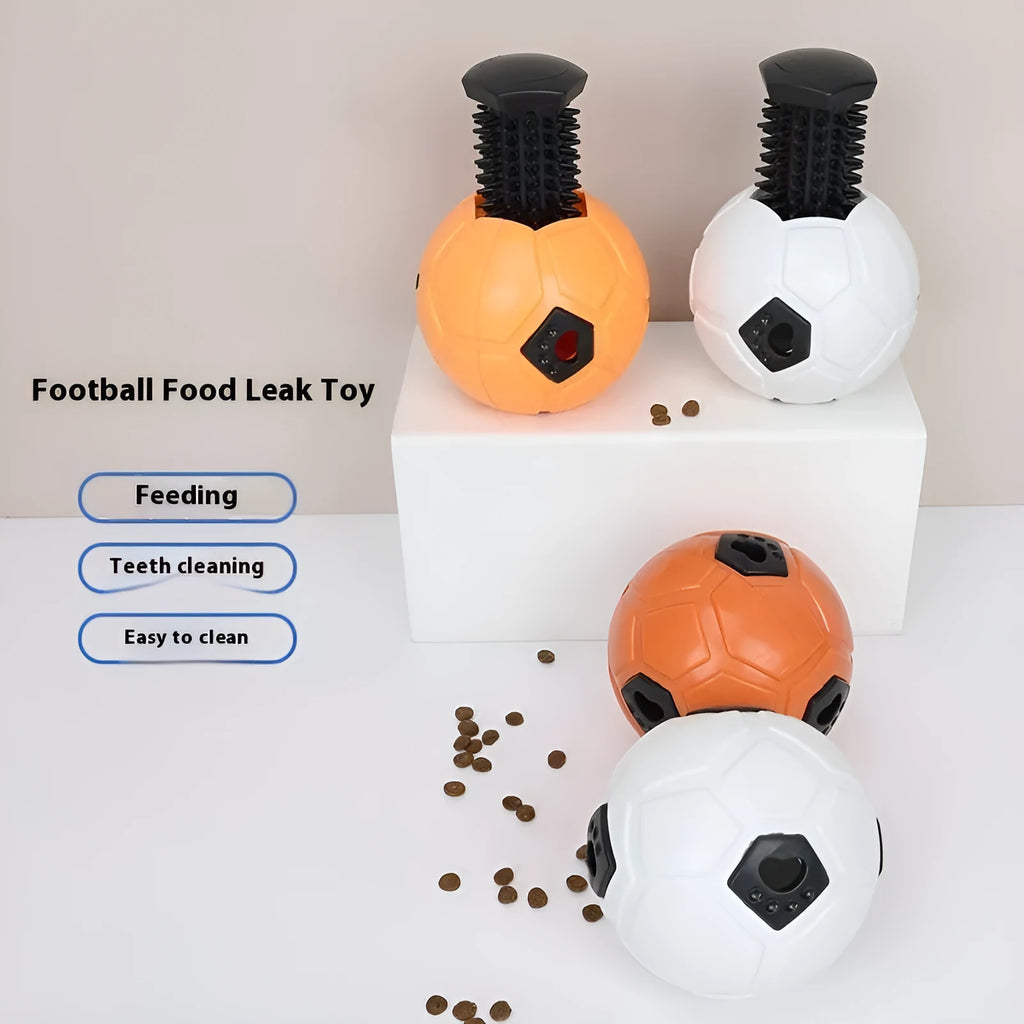 Orange and white TPR dog chew toy ball for teeth grinding and interactive play.