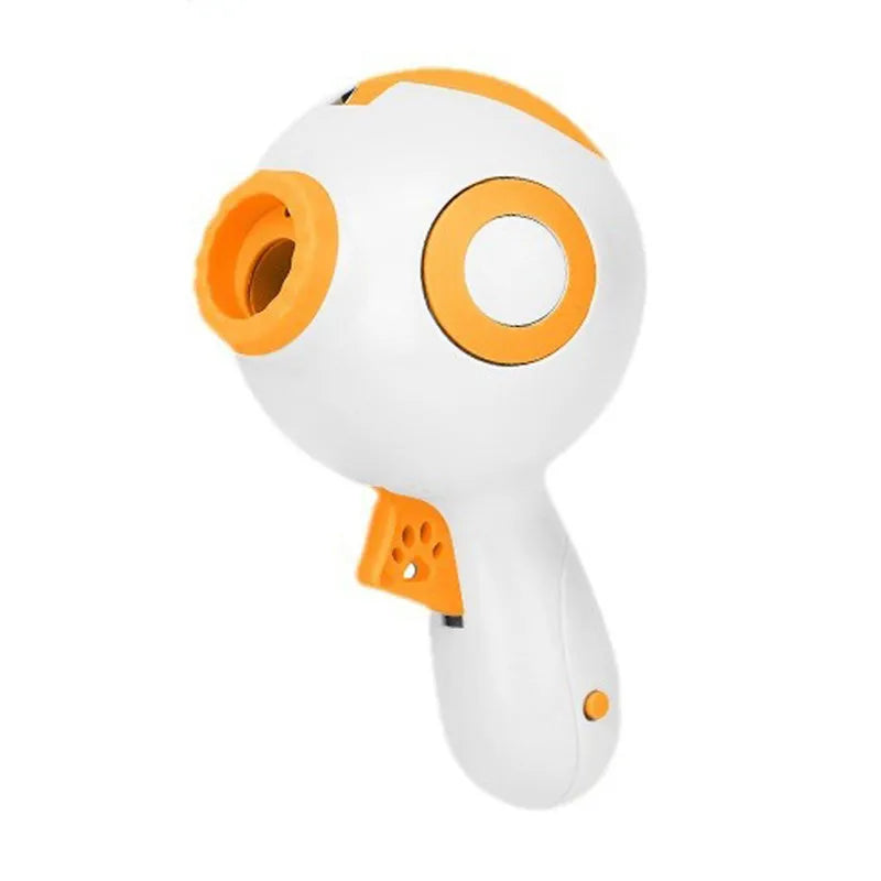Green pet treat launchers toy showing treat dispensing mechanism and remote feeding function