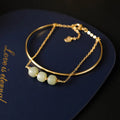 Women's jade lucky beads bracelet with gold inlay decoration in single, double and three beads versions