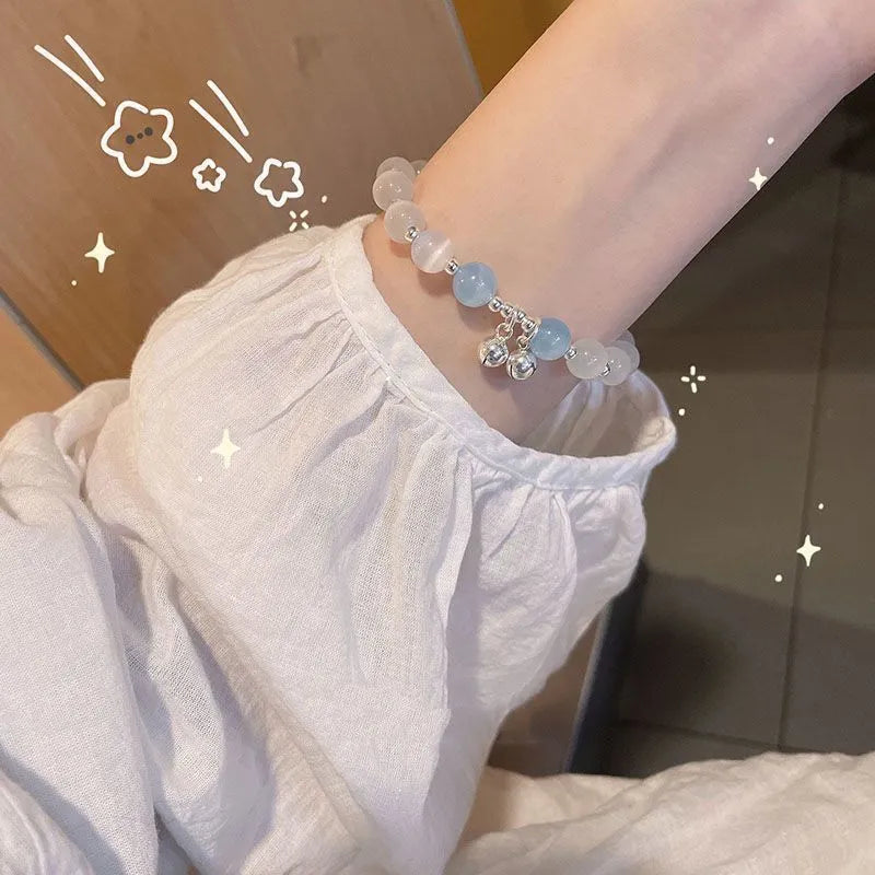 Chinese style bamboo leaf glass bracelet for women with a bamboo joint design.