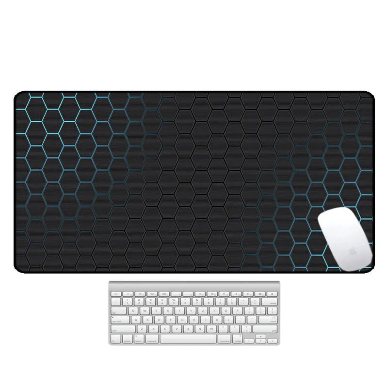 Large natural rubber desk pad with gaming pattern in multiple size options for computer workstation