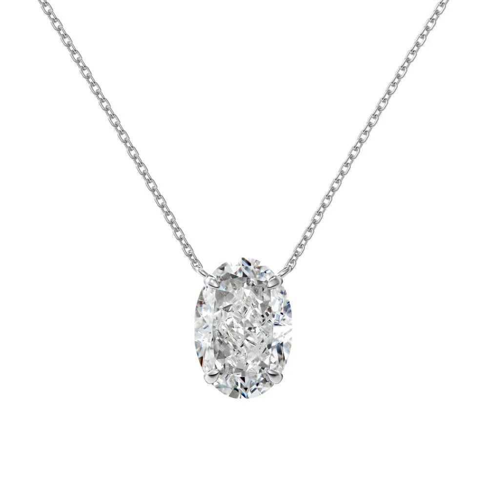 S925 sterling silver geometric oval ice flower pendant necklace with gold or platinum plating.