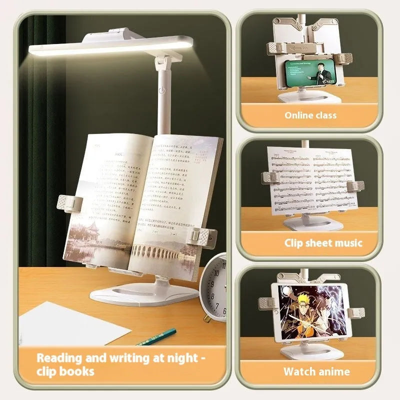 Adjustable reading table lamp with three-speed colour temperature control and USB charging capability