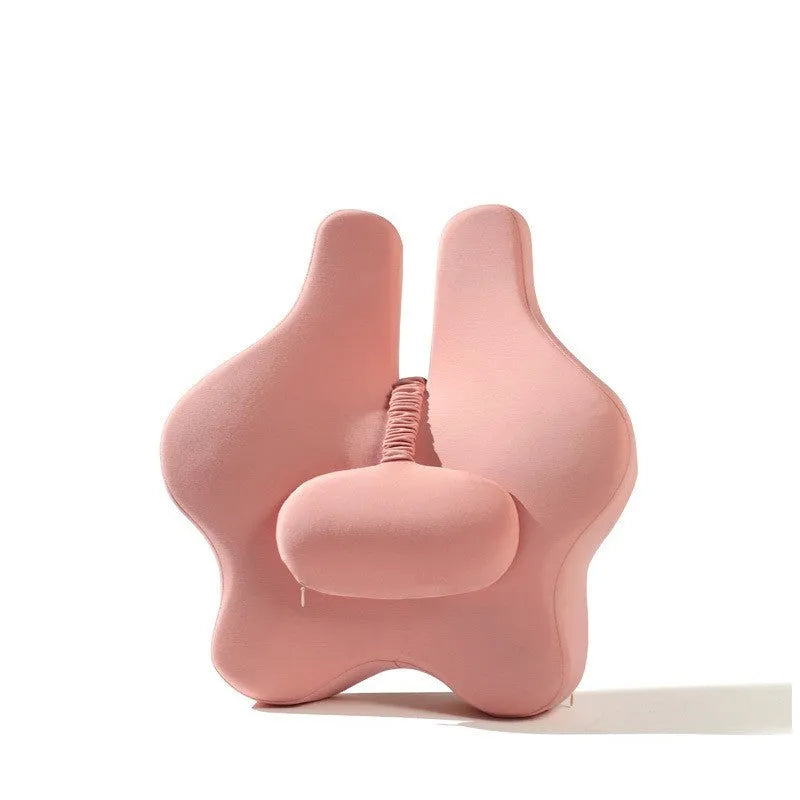 Memory foam car lumbar support cushion in a solid colour, shown on a car seat.