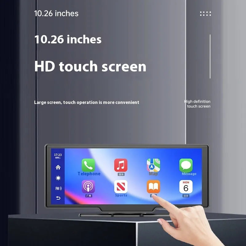 10-inch car smart screen with CarPlay and integrated front and rear recording dash cam