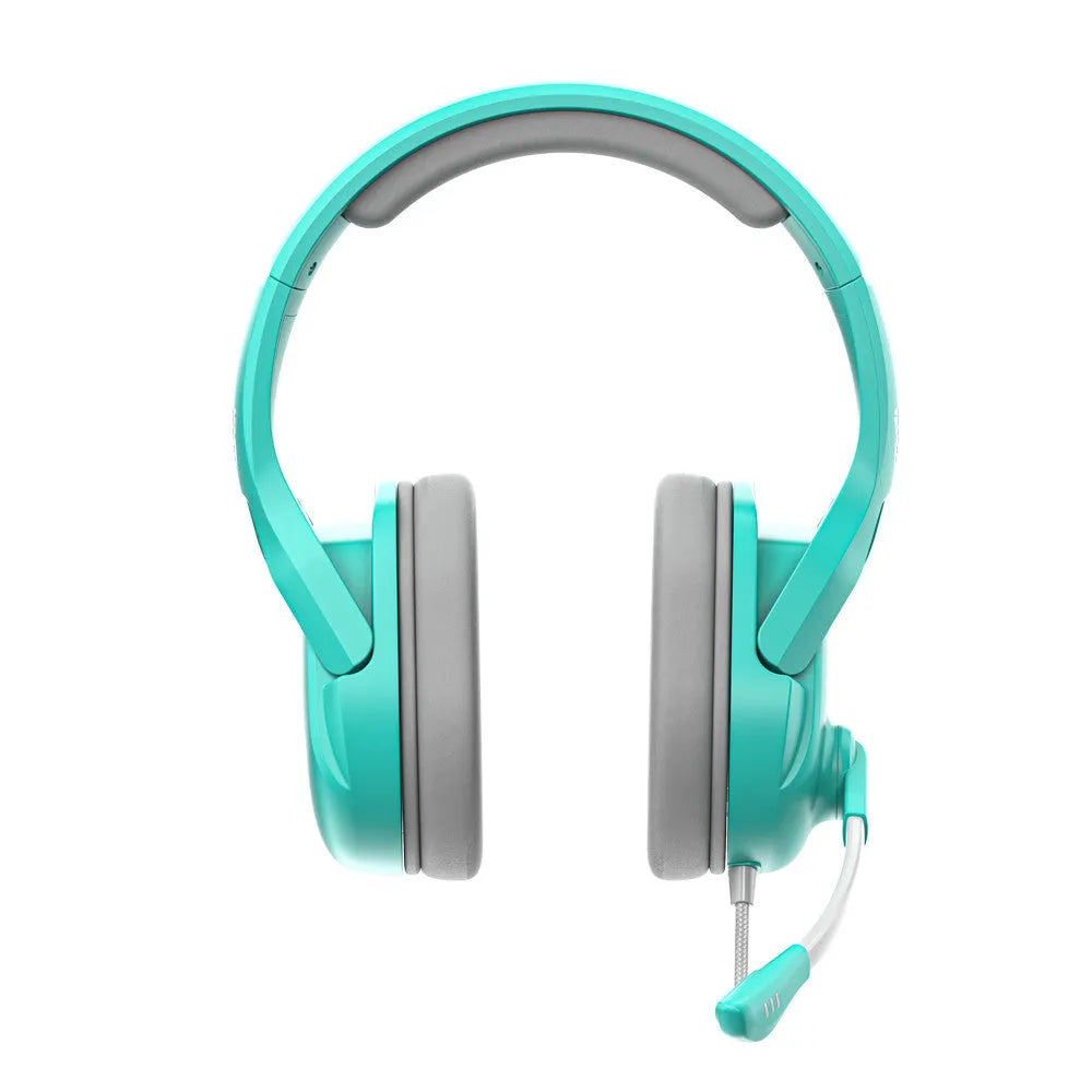 MH86 black and white wired gaming headset with large earcups, microphone boom, and 3.5mm plug