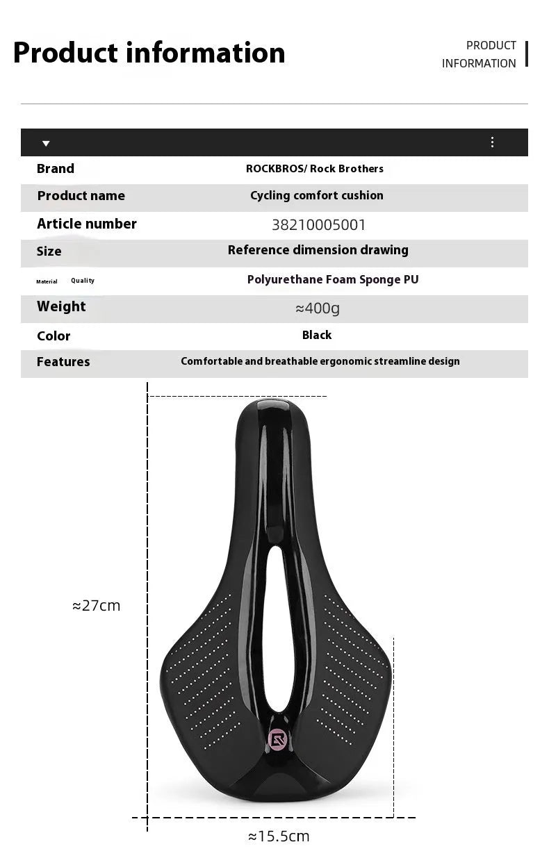 Mountain bike seat cushion in black or pink made from PU foam resin sponge, mid-size M