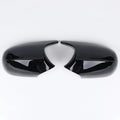 Pair of black ABS rearview mirror shells for BMW 3 Series E90, shown front and back.