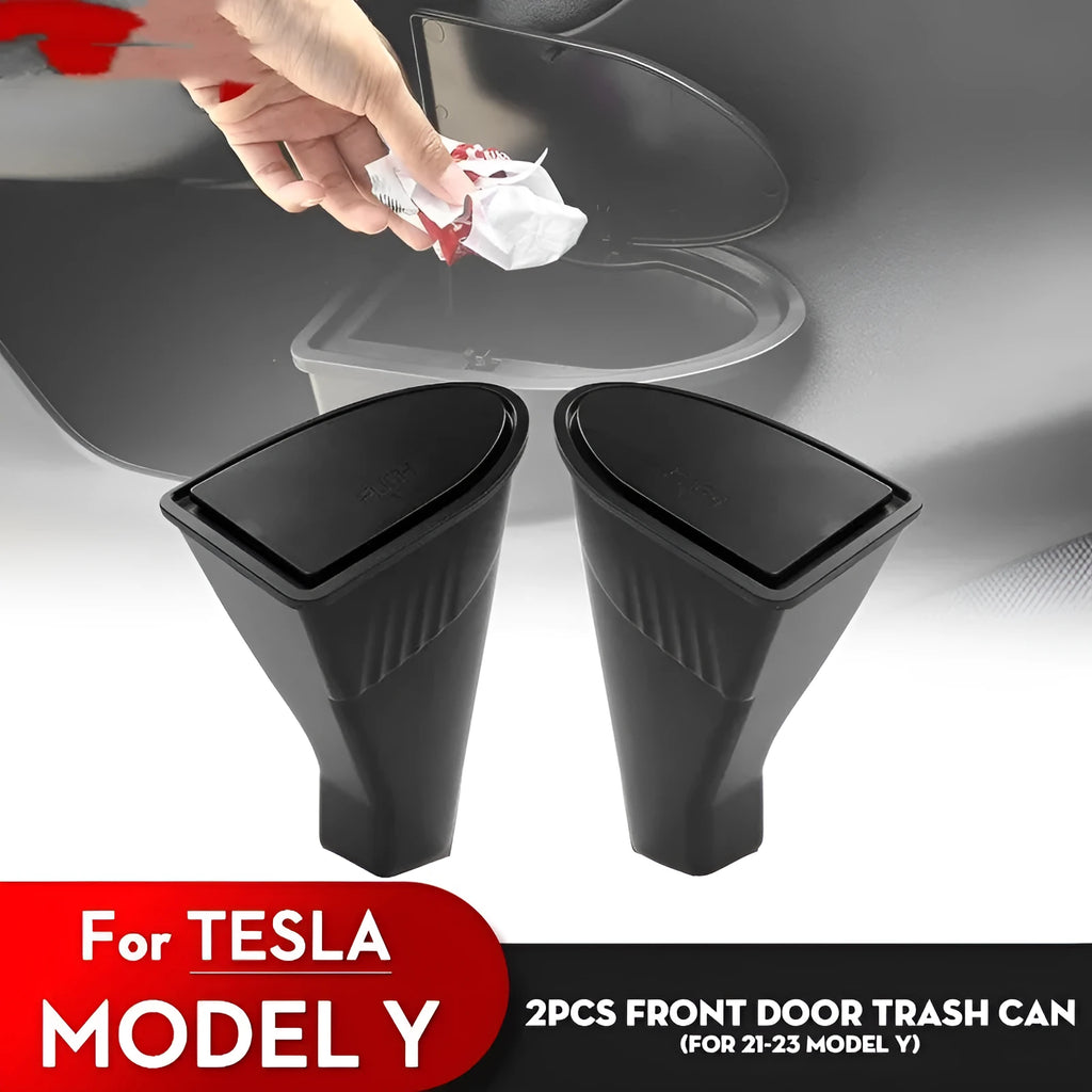 Black ABS plastic storage containers for Tesla Model Y door compartments, 25.5cm size