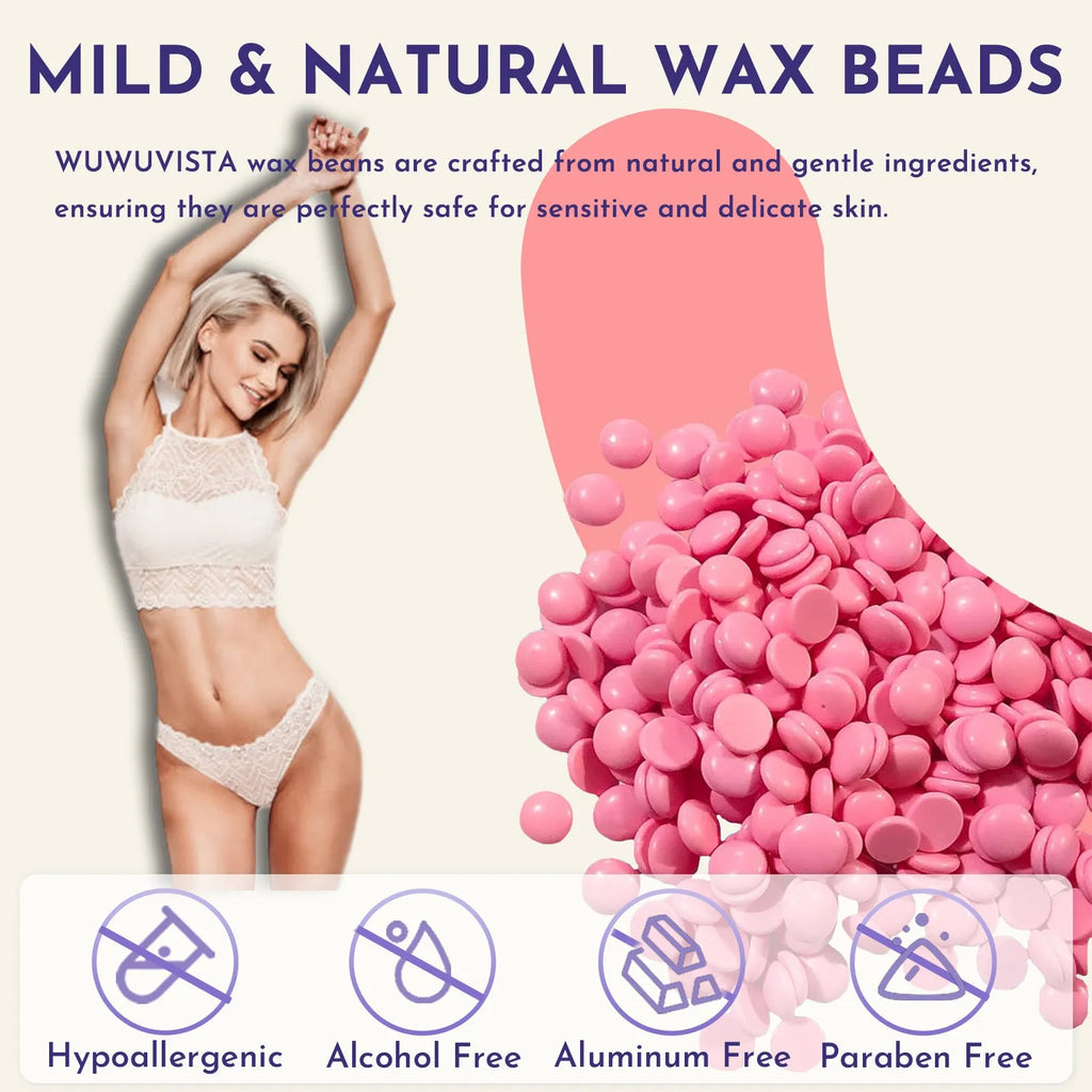 29-piece waxing kit with black wax warmer, wax beads, applicator sticks, and aftercare products