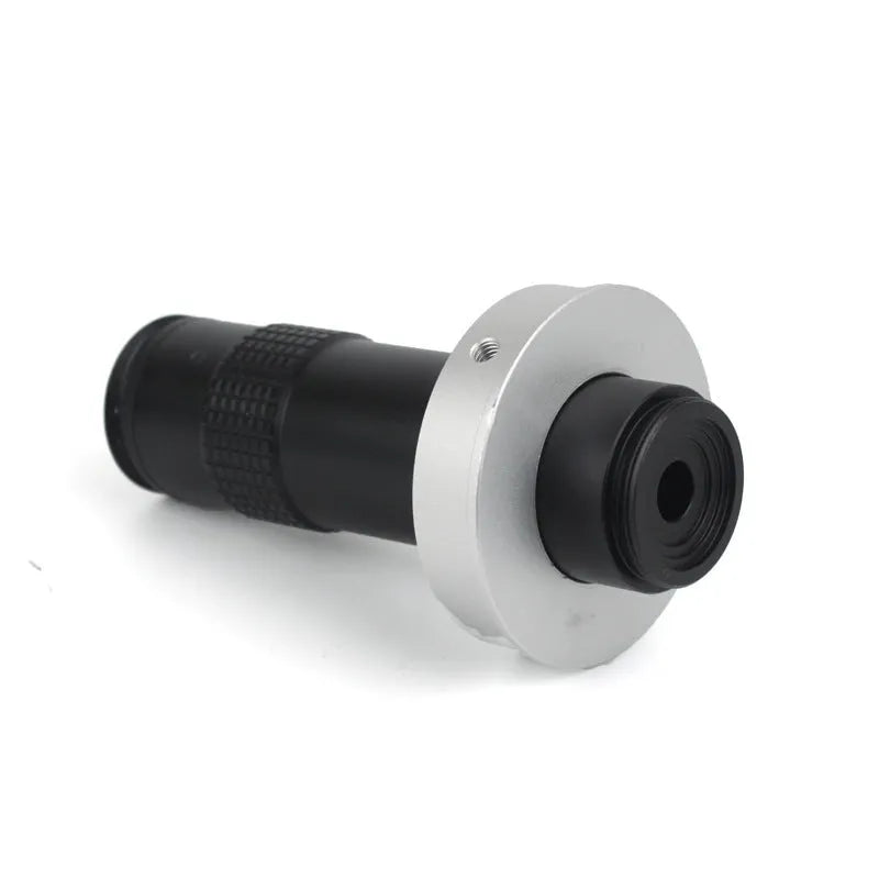 Black cylindrical industrial camera monocular lens for high-magnification inspection
