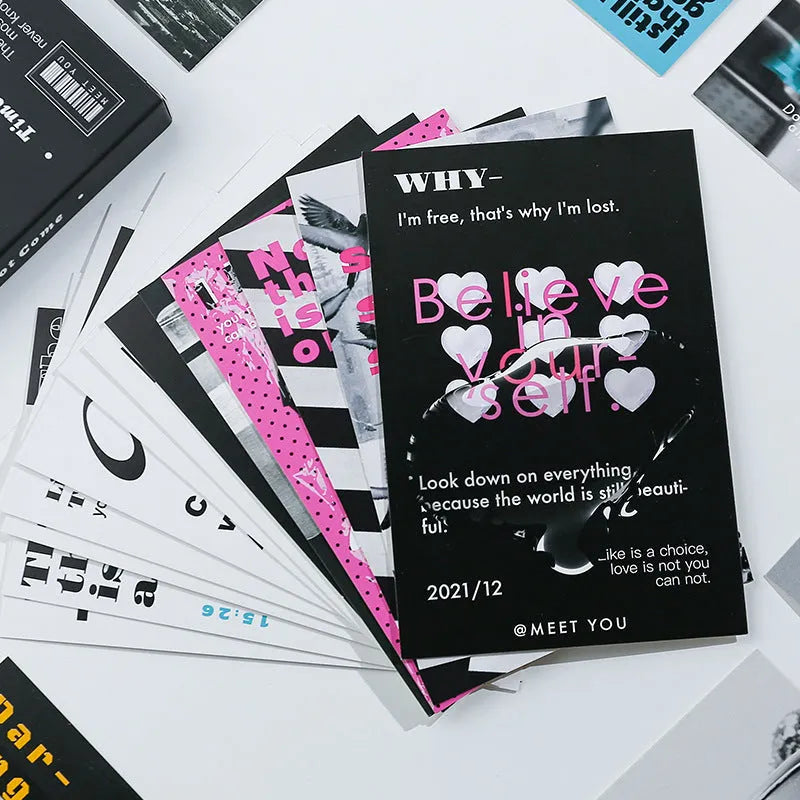 Fresh style printed postcard gift cards showing two creative designs with blessing messages