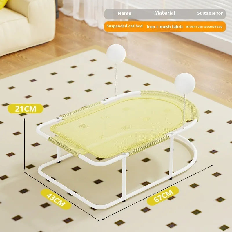 Large grey fabric cat kennel bed with breathable design for pet comfort