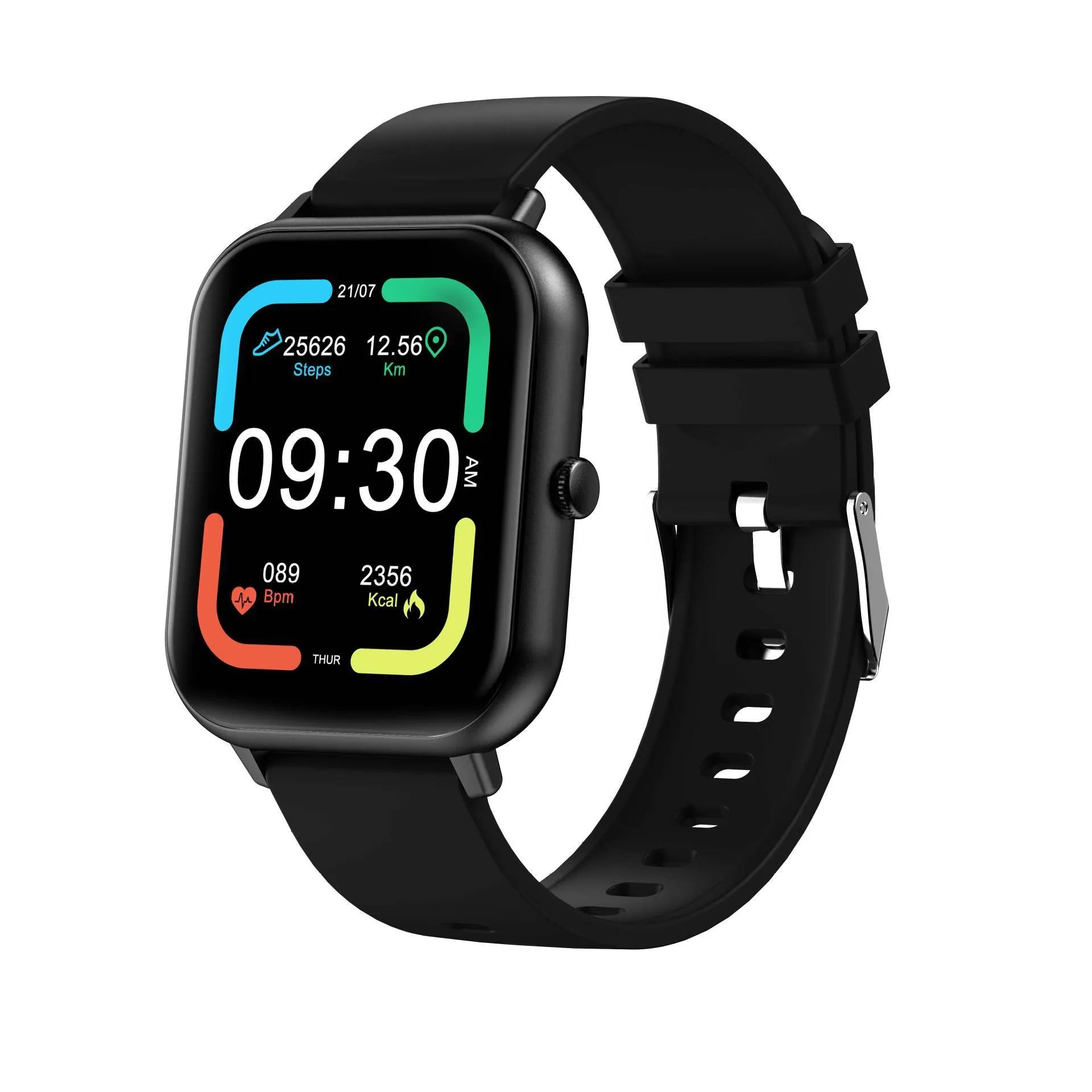Bluetooth smart watch with heart rate monitoring display in multiple colour options