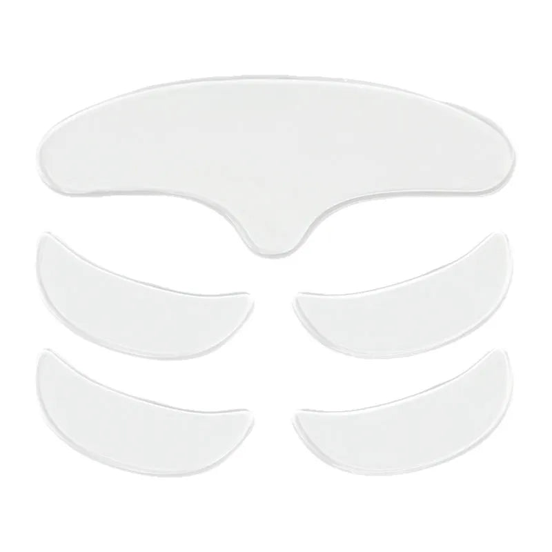 5 silicone anti-wrinkle facial stickers for forehead, eye areas and smile lines