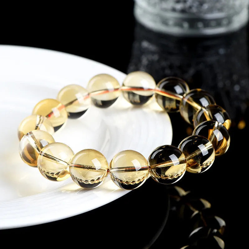 Natural citrine scattered beads ball bracelet showing polished 7A grade beads in original design with sizing options