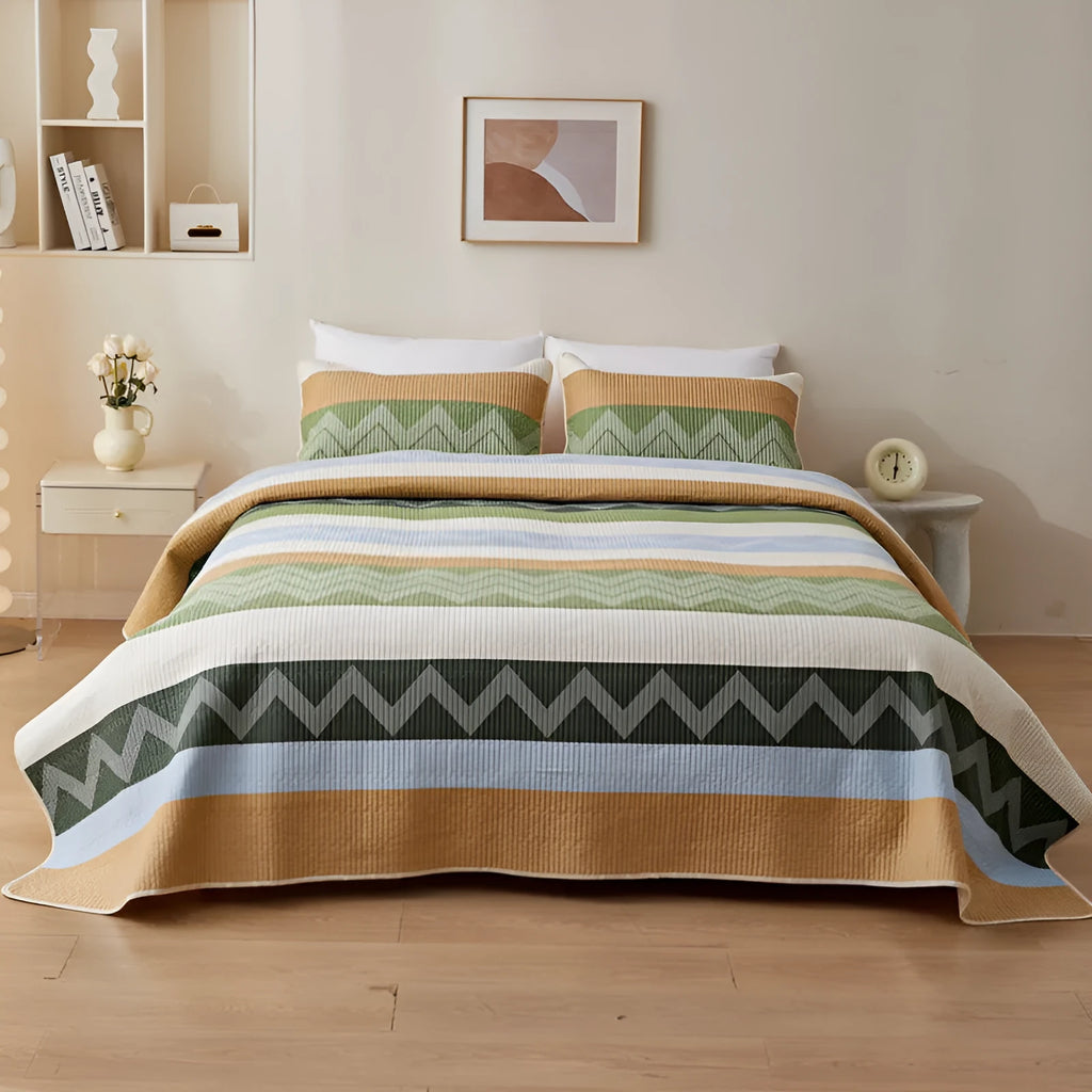 Pure cotton printed bed sheet three-piece set in modern design for 2.2 metre bed frame