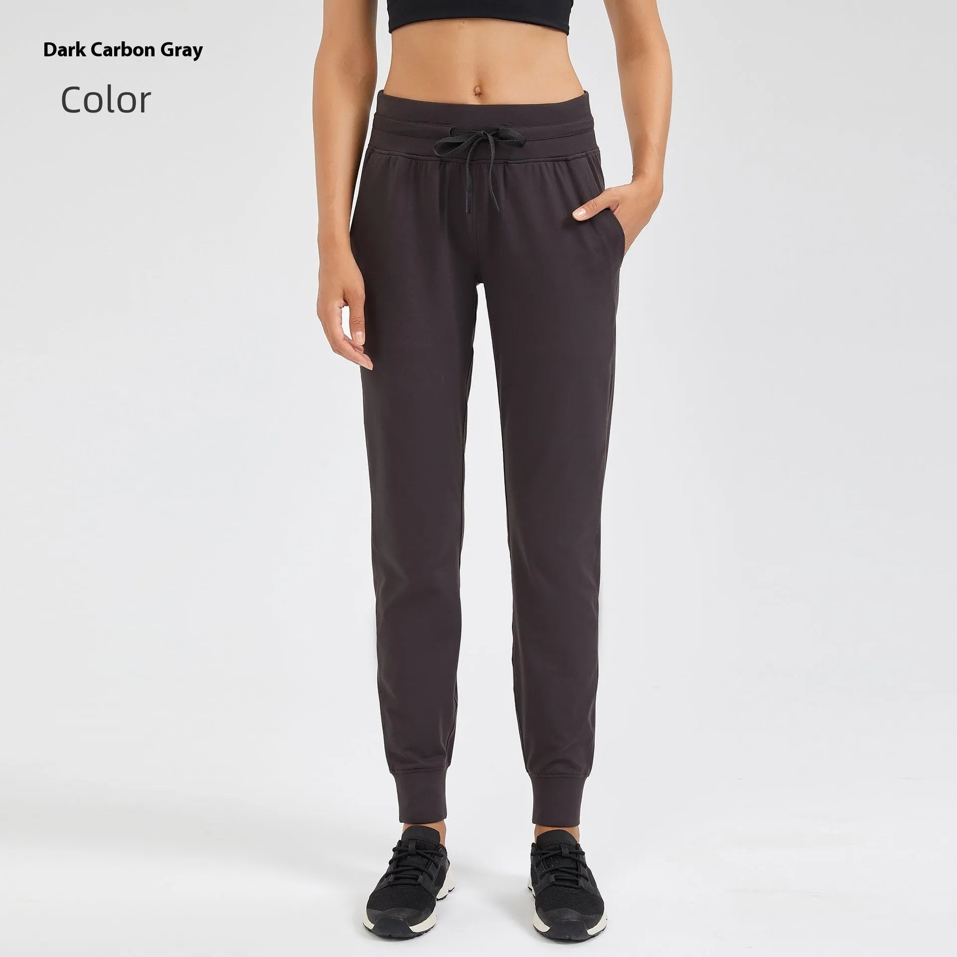Women's high waist yoga pants with drawstring in Belgian Blue colour