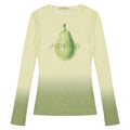 Women's gradient flower print long-sleeved T-shirt in light pink and yellow green colours