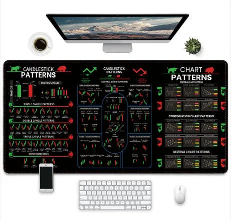 Game-themed printed rubber mouse pad with non-slip base on a desk.