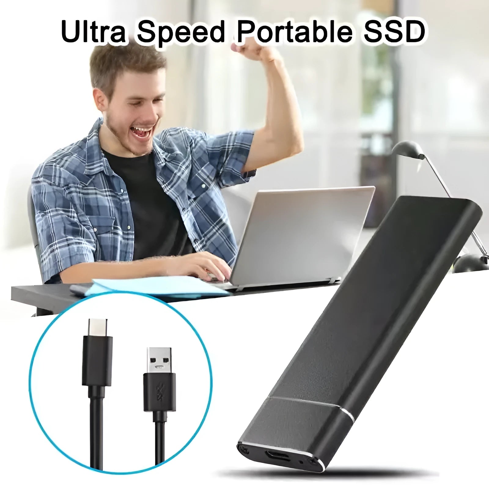 Ultra-thin metal 6TB portable external hard disk in black, blue, orange, red, or silver colour with data cable