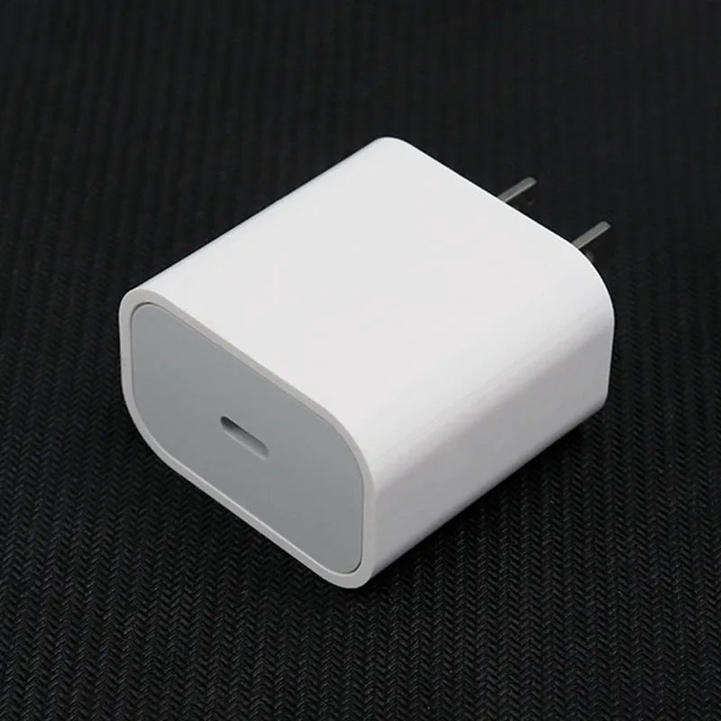 20W PD mobile phone charger with USB-C interface showing EU and US plug variants