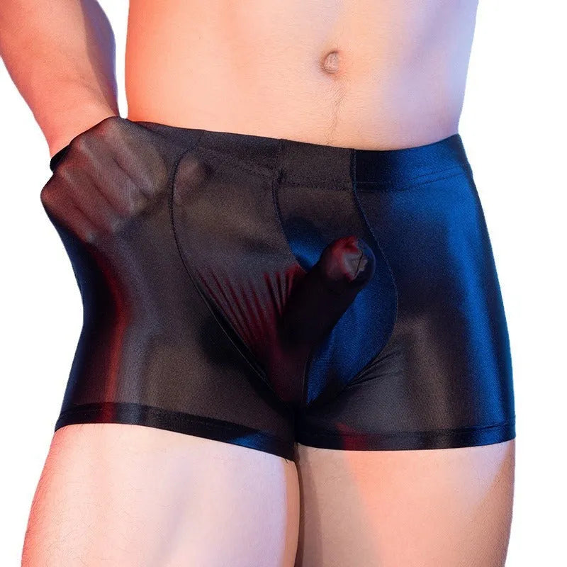 Men's nylon boxer shorts with mid waist, seamless construction and animal year elephant pattern