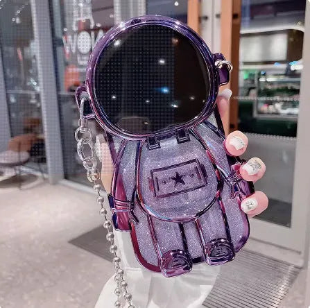Electroplating TPU phone case with mirror, bracket, gradient glitter finish in black for iPhone 13 Pro Max