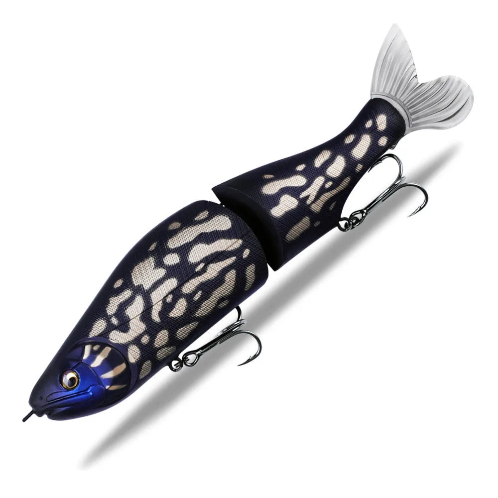 185mm plastic bass fishing swimming bait shown in one of fifteen available colours.