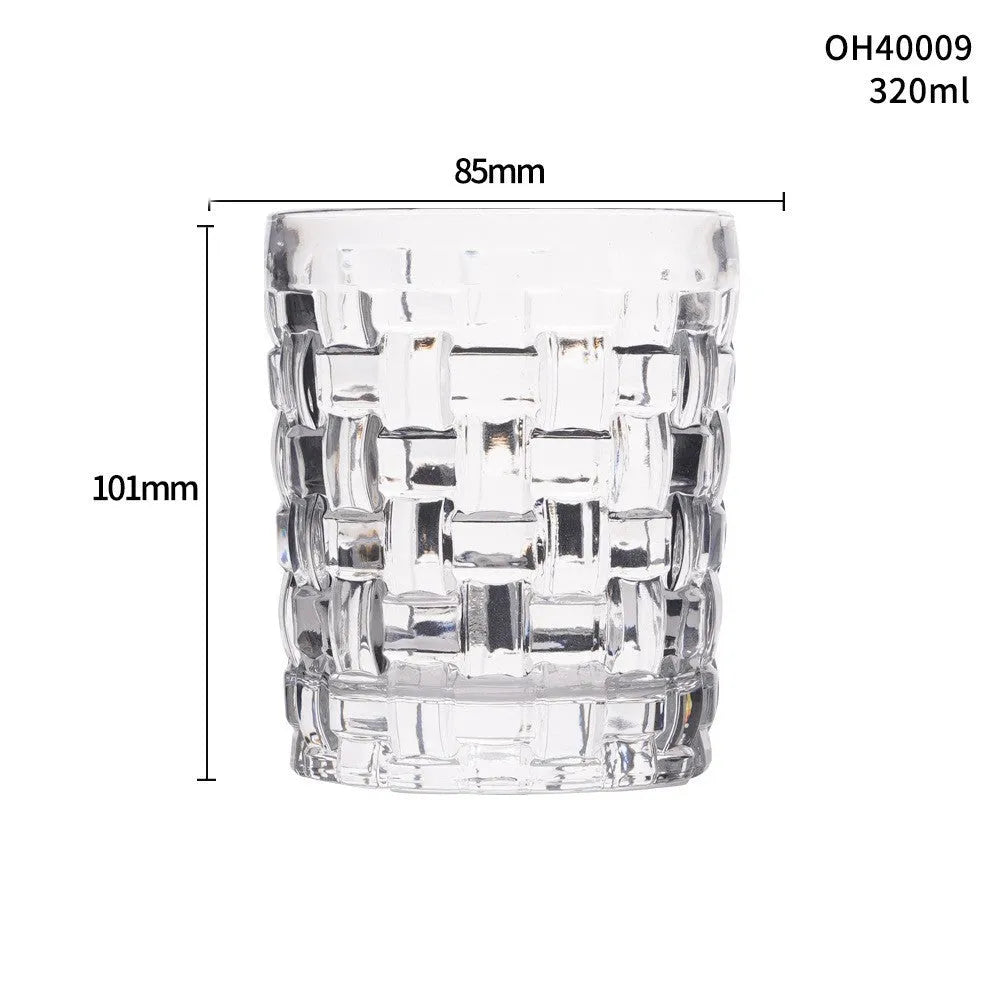 Crystal clear thick bottom whiskey glass with heavy base on a table