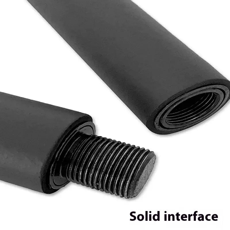 Fitness push and pull rod stick with two segments and a rope for resistance training.