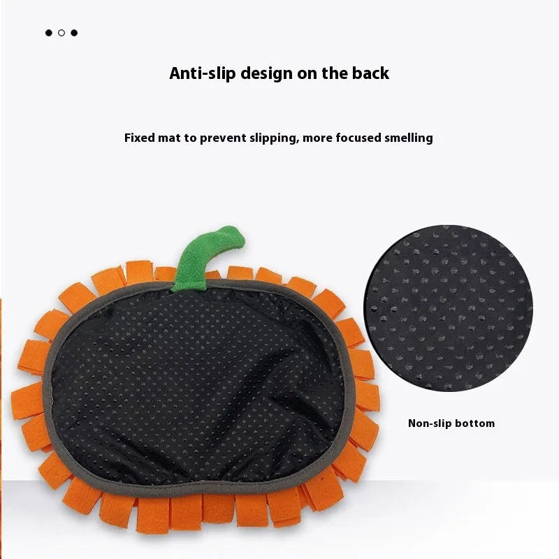 Orange polar fleece pet smell mat for dog slow feeding with textured surface
