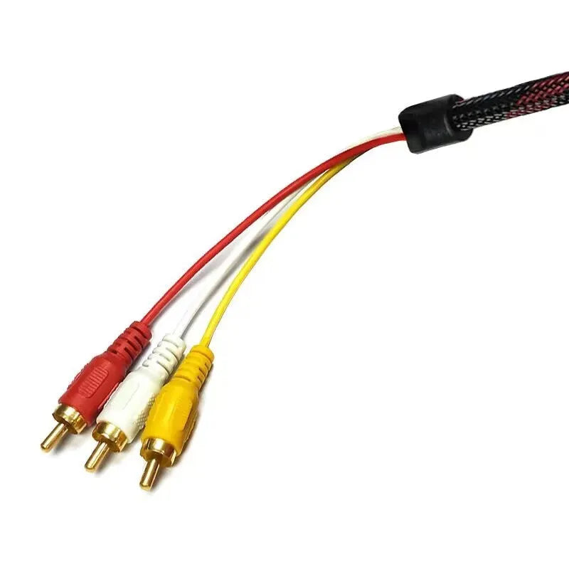 HDMI to composite video RCA adapter cable with 1.5 metre length and alloy connectors