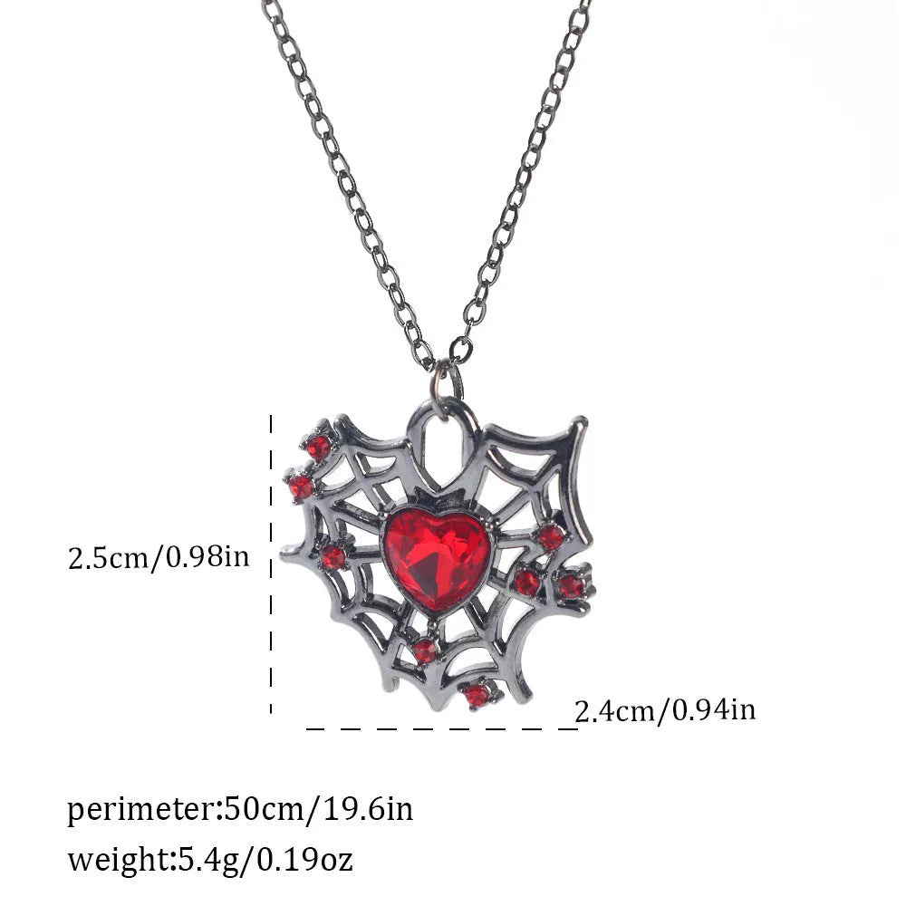 Halloween spider bat necklace with electroplated zinc alloy pendant showing gothic design options