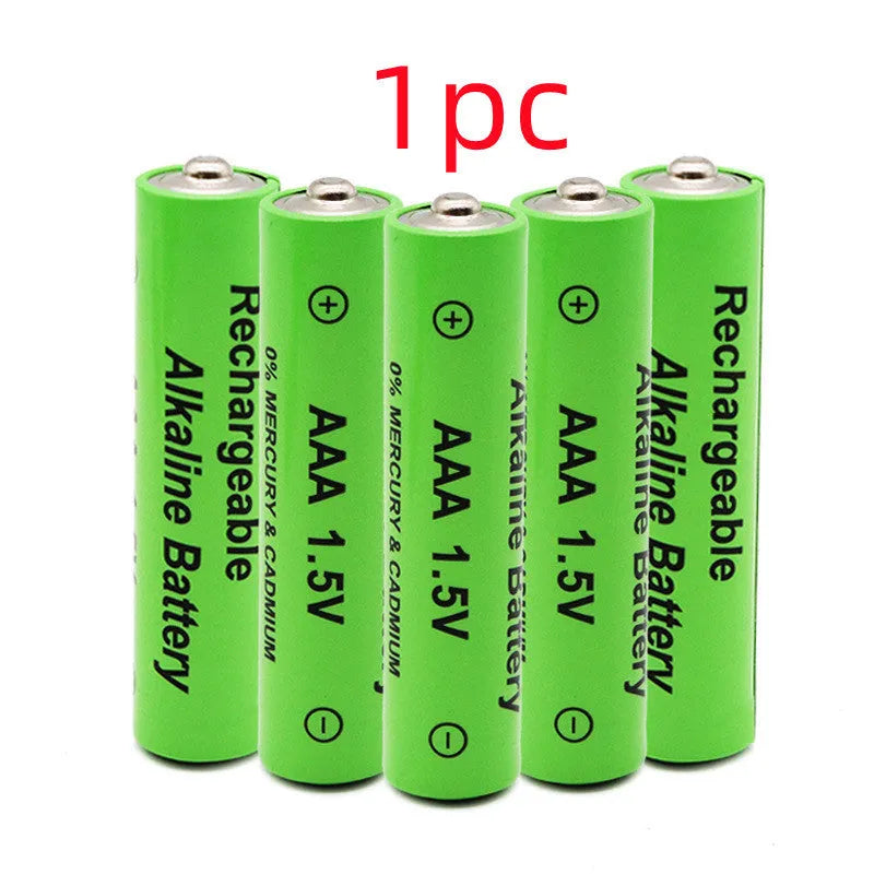 Pack of green alkaline rechargeable AA batteries with 3000mAh capacity and 1000 charge cycles