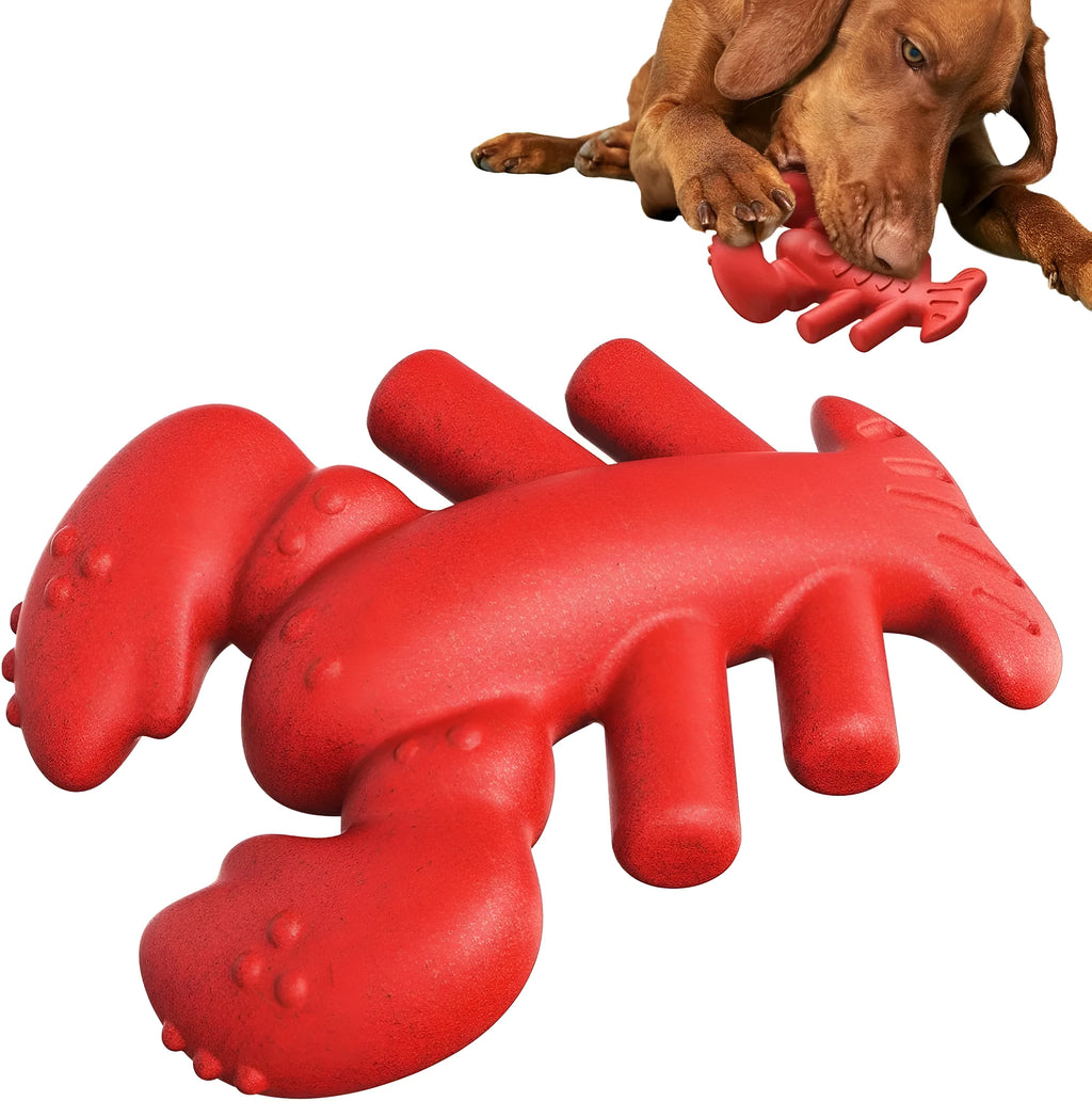 Red bone-shaped nylon chew toy for large aggressive chewing dogs on white background