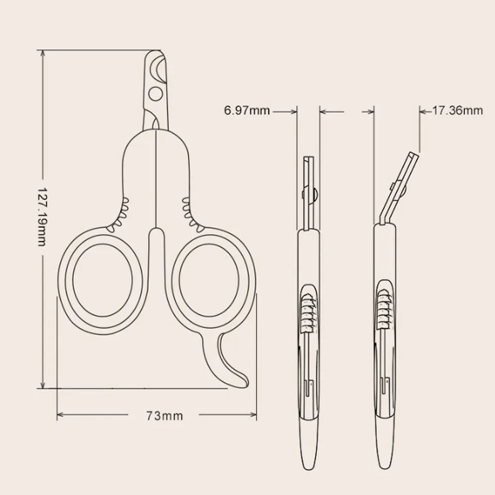 Professional pet nail clippers with curved tips and ergonomic rubber-coated handles in grey colour