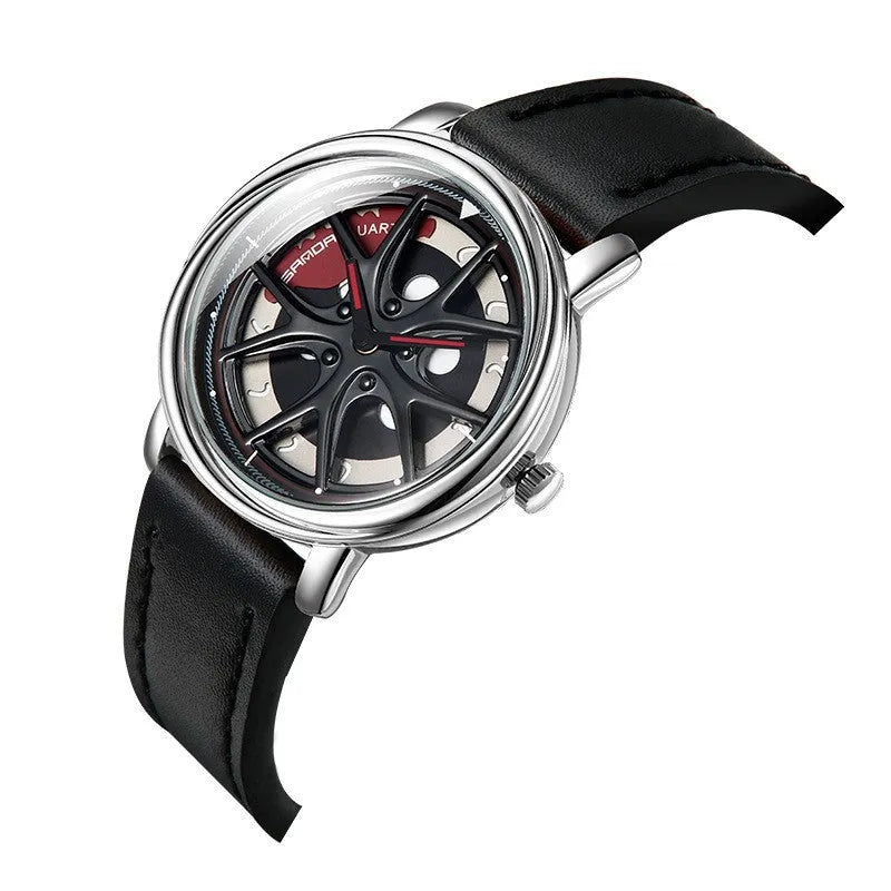 Men's creative sports belt quartz watch with alloy case and mineral glass mirror