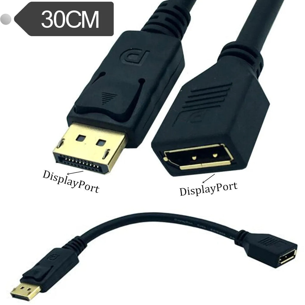 DP male to female extension cable 0.3 metre black DisplayPort