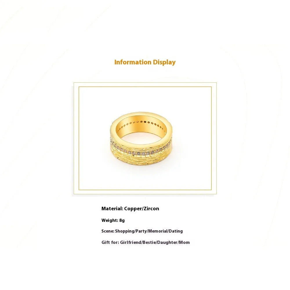 Geometric gold electroplated copper women's ring showing clean lines and contemporary design