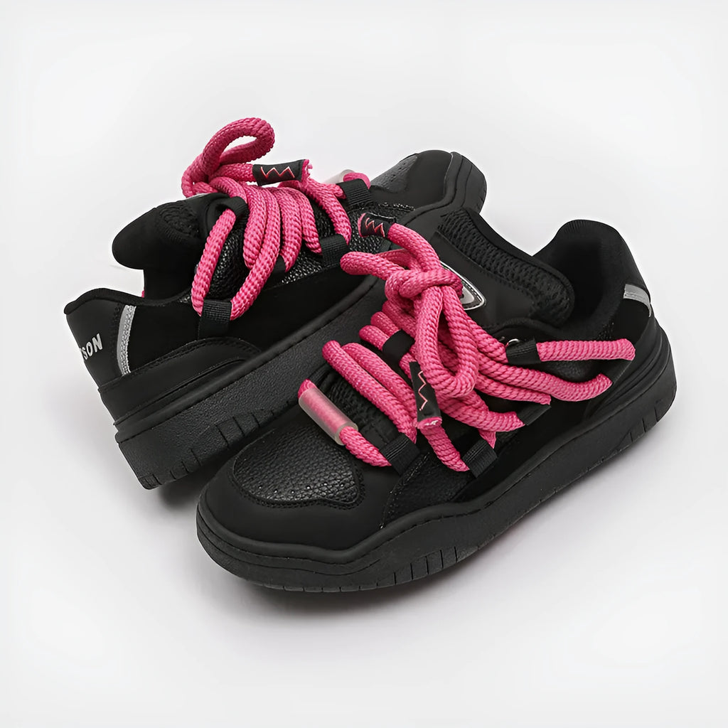 Unisex low-top lace-up casual shoes with thick rubber sole in denim blue colour.