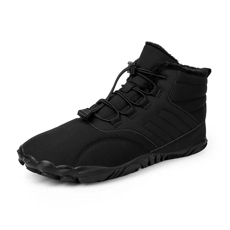 Winter slip-on boots with anti-ski rubber sole, Oxford cloth upper, and plush lining for men and women