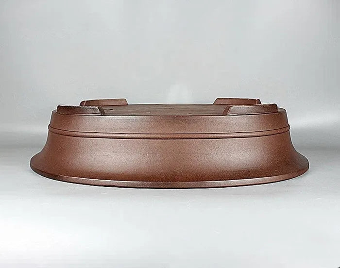 Handmade antique oval large bonsai pot in Yixing Purple Mud measuring 66cm by 53cm by 14.5cm