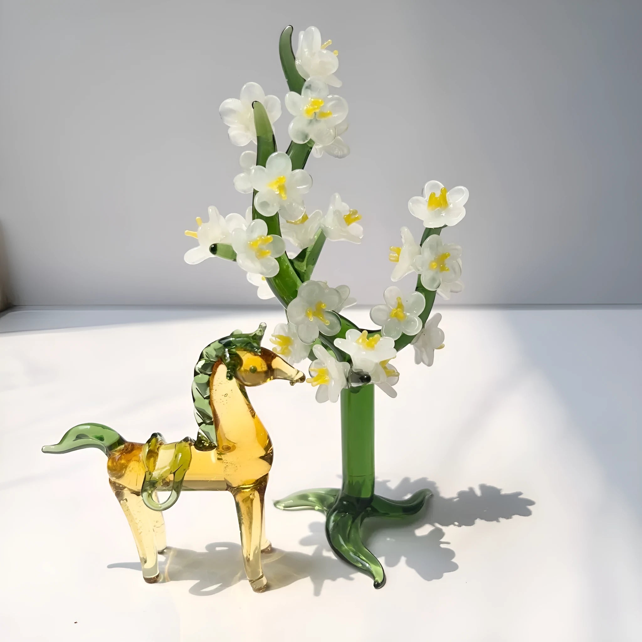 Brown or white glazed ceramic horse figurine office decoration with modern simplicity design