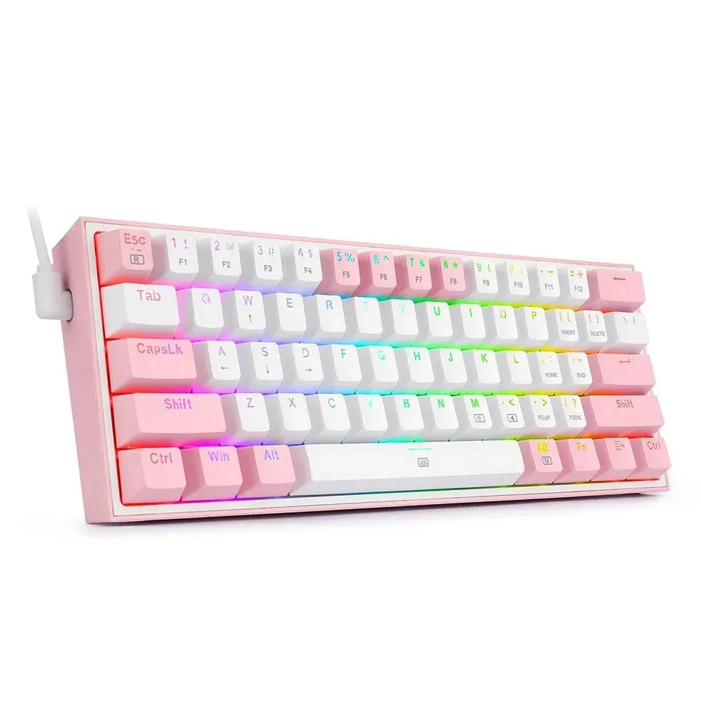 k617 RGB backlit mechanical keyboard with dual keycaps in white pink colour option