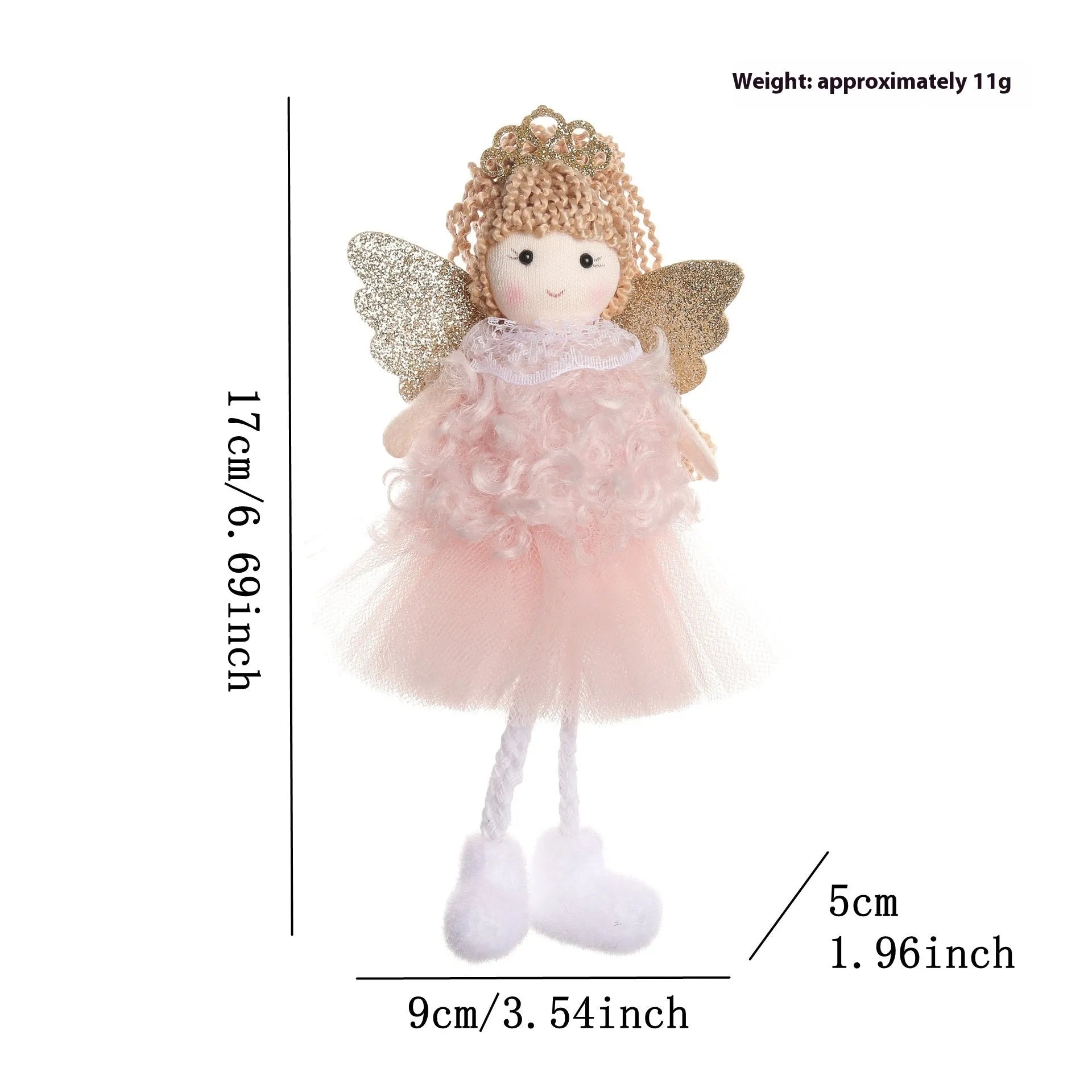 Christmas angel girl hair pendant in cloth fabric with crown design for high ponytail decoration