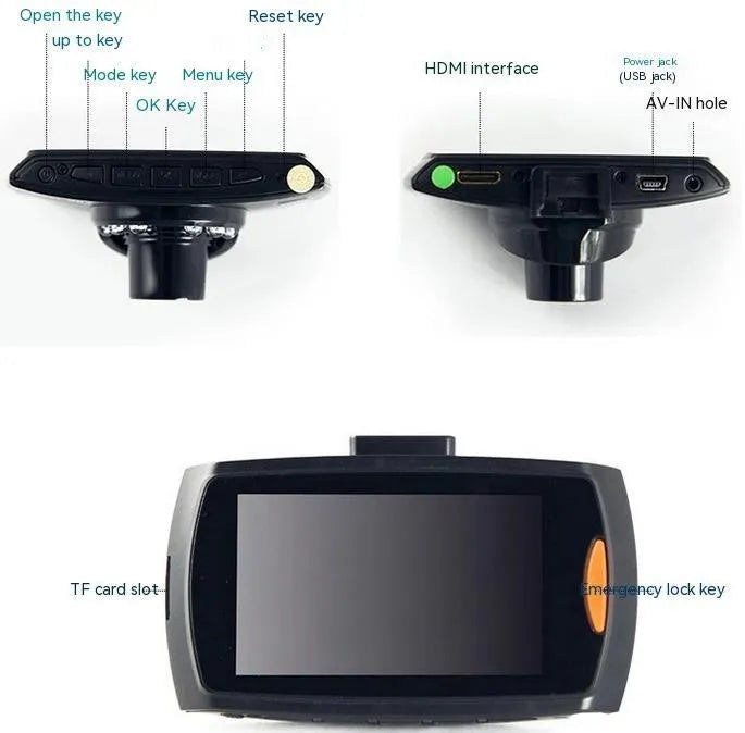 G30 HD dual camera car DVR dash cam system with front and rear recording capability